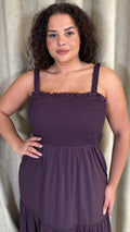 CurveWow Shirred Top Cami Maxi Dress Purple