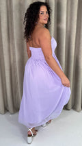 CurveWow Maxi Halter Neck Shirred Back Dress Pastel Lilac