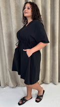 CurveWow Mini Drawcord T-Shirt Dress Black