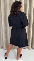 CurveWow Mini Drawcord T-Shirt Dress Black