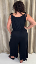 CurveWow Tie Waist Culotte Jumpsuit Black