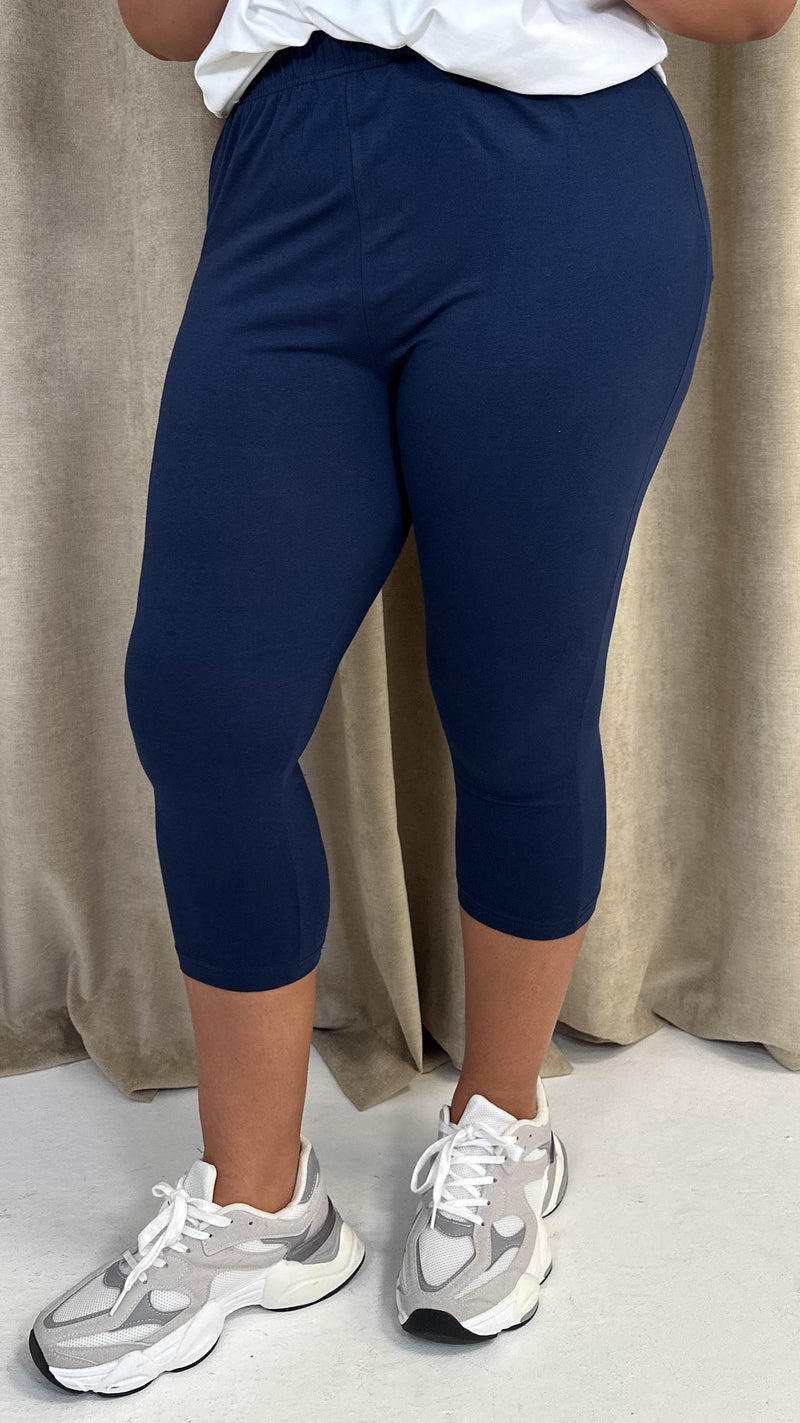 CurveWow Basic Cropped Leggings Navy