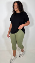 CurveWow Basic Cropped Leggings Khaki