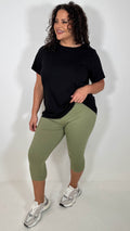 CurveWow Basic Cropped Leggings Khaki