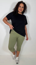 CurveWow Basic Cropped Leggings Khaki