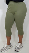 CurveWow Basic Cropped Leggings Khaki