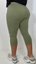 CurveWow Basic Cropped Leggings Khaki