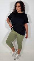 CurveWow Basic Cropped Leggings Khaki