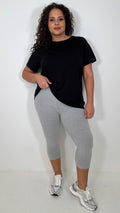 CurveWow Basic Cropped Leggings Grey Marl