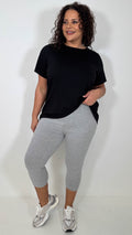 CurveWow Basic Cropped Leggings Grey Marl