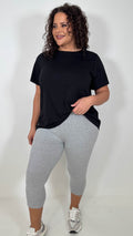 CurveWow Basic Cropped Leggings Grey Marl