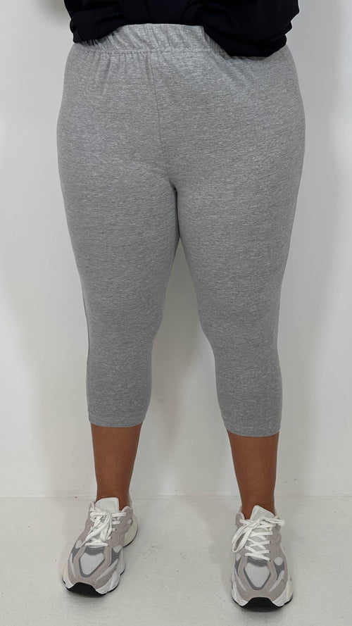 CurveWow Basic Cropped Leggings Grey Marl