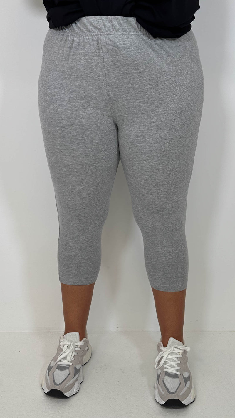 CurveWow Basic Cropped Leggings Grey Marl