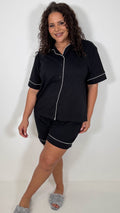 CurveWow Shirt & Short Pyjama Set Black