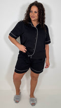 CurveWow Shirt & Short Pyjama Set Black
