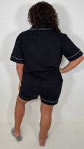 CurveWow Shirt & Short Pyjama Set Black