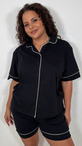 CurveWow Shirt & Short Pyjama Set Black