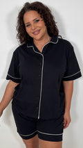CurveWow Shirt & Short Pyjama Set Black