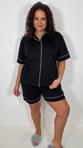 CurveWow Shirt & Short Pyjama Set Black