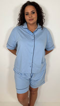 CurveWow Shirt & Short Pyjama Set Blue