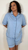 CurveWow Shirt & Short Pyjama Set Blue