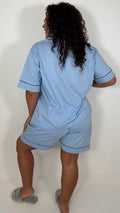 CurveWow Shirt & Short Pyjama Set Blue