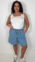 CurveWow Chambray Shorts Light Wash