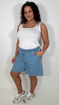CurveWow Chambray Shorts Light Wash