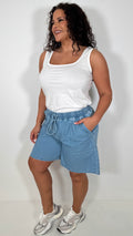 CurveWow Chambray Shorts Light Wash