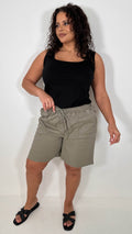 CurveWow Chambray Shorts Khaki