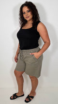 CurveWow Chambray Shorts Khaki