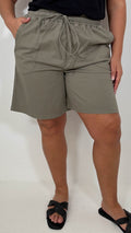 CurveWow Chambray Shorts Khaki