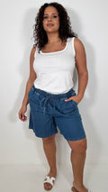 CurveWow Chambray Shorts Mid Wash
