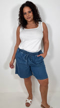 CurveWow Chambray Shorts Mid Wash