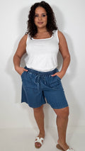 CurveWow Chambray Shorts Mid Wash