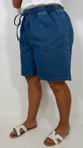 CurveWow Chambray Shorts Mid Wash
