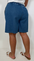 CurveWow Chambray Shorts Mid Wash