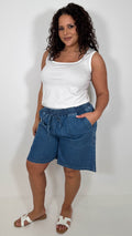 CurveWow Chambray Shorts Mid Wash