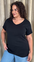 CurveWow Basic V Neck T-Shirt Black