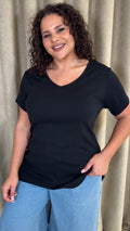 CurveWow Basic V Neck T-Shirt Black
