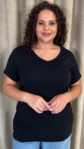 CurveWow Basic V Neck T-Shirt Black
