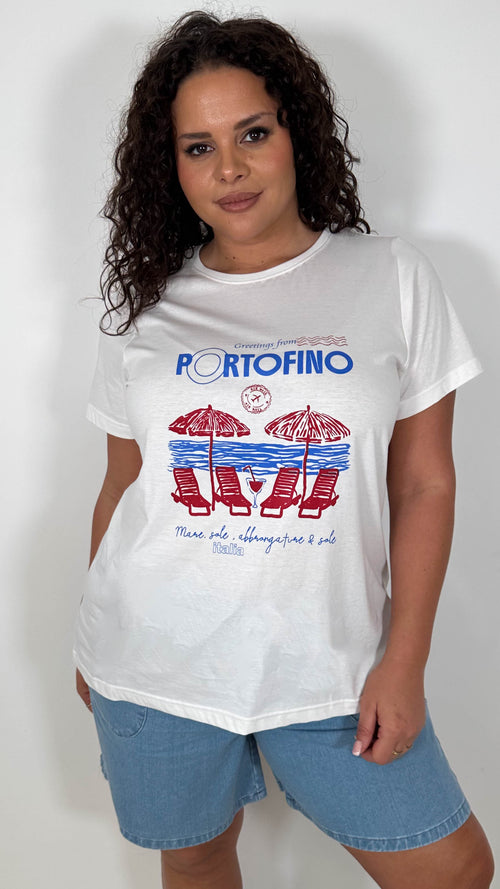 CurveWow Printed Slogan T-Shirt White Portofino