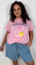 CurveWow Printed Slogan T-Shirt Pink Tequila Pomelo