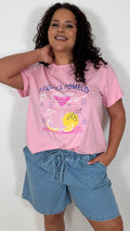 CurveWow Printed Slogan T-Shirt Pink Tequila Pomelo