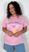 CurveWow Printed Slogan T-Shirt Pink Tequila Pomelo