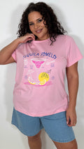 CurveWow Printed Slogan T-Shirt Pink Tequila Pomelo