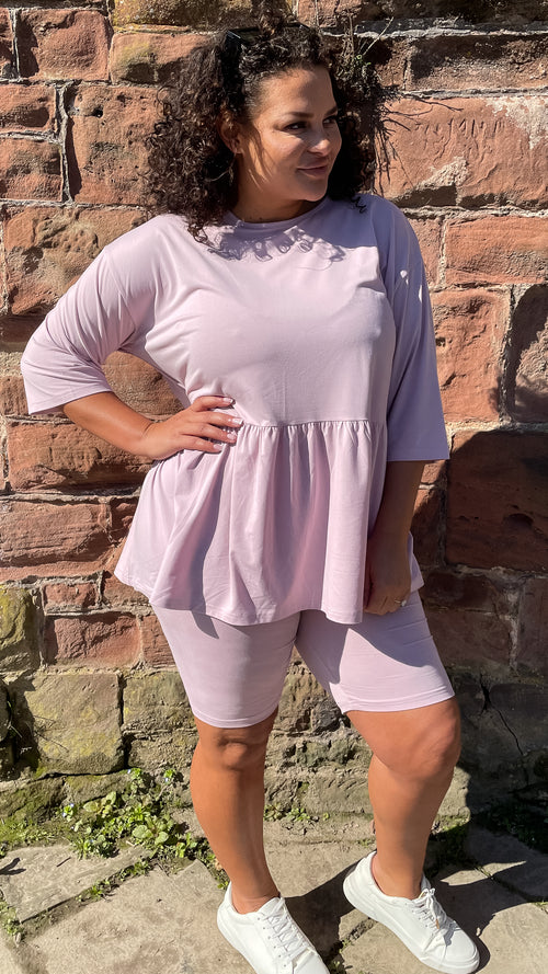 CurveWow Smock Top and Cycle Shorts Pink