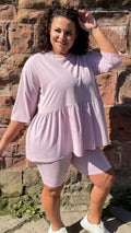 CurveWow Smock Top and Cycle Shorts Pink