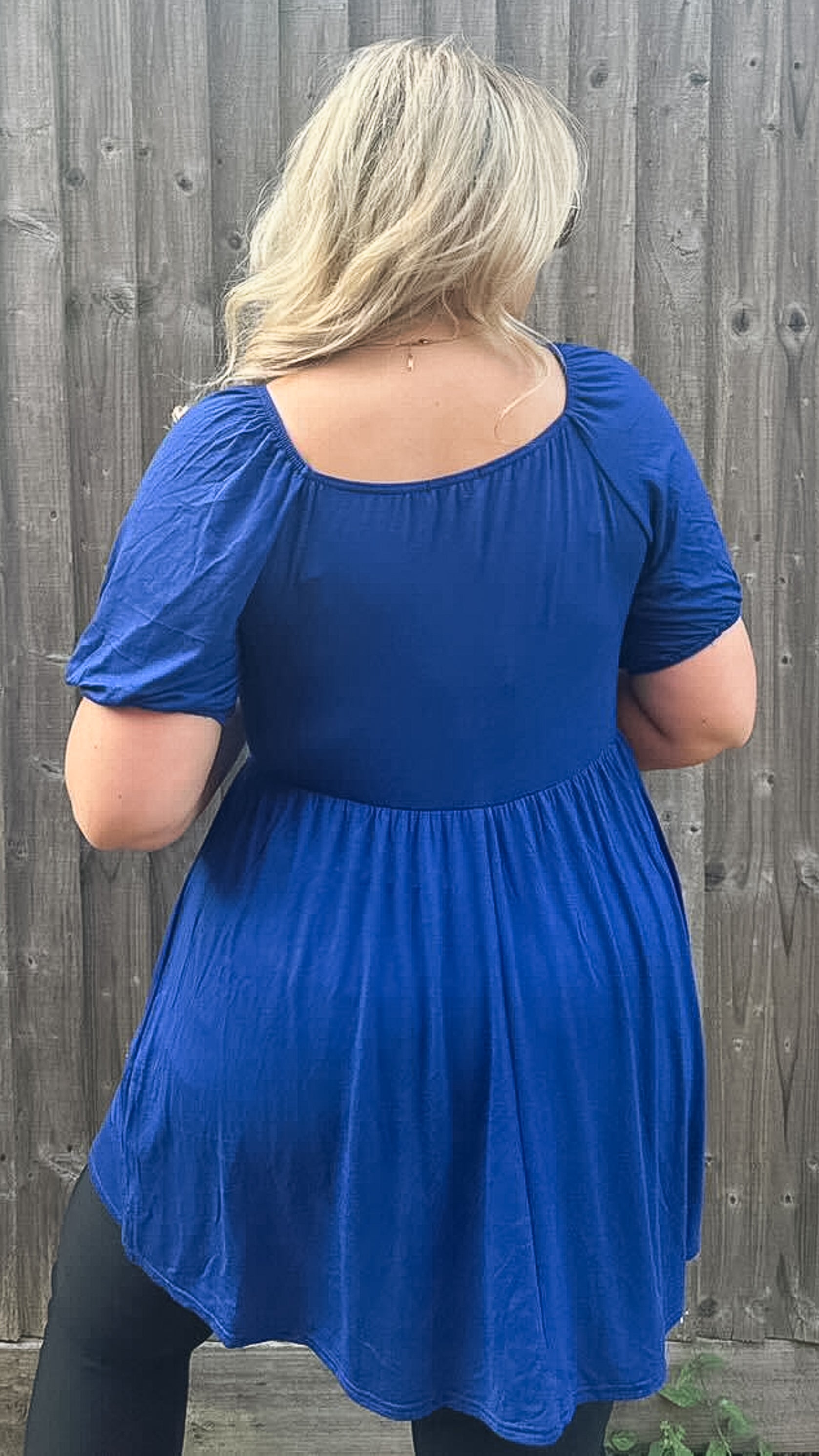 CurveWow Square Neck Tunic Cobalt Blue