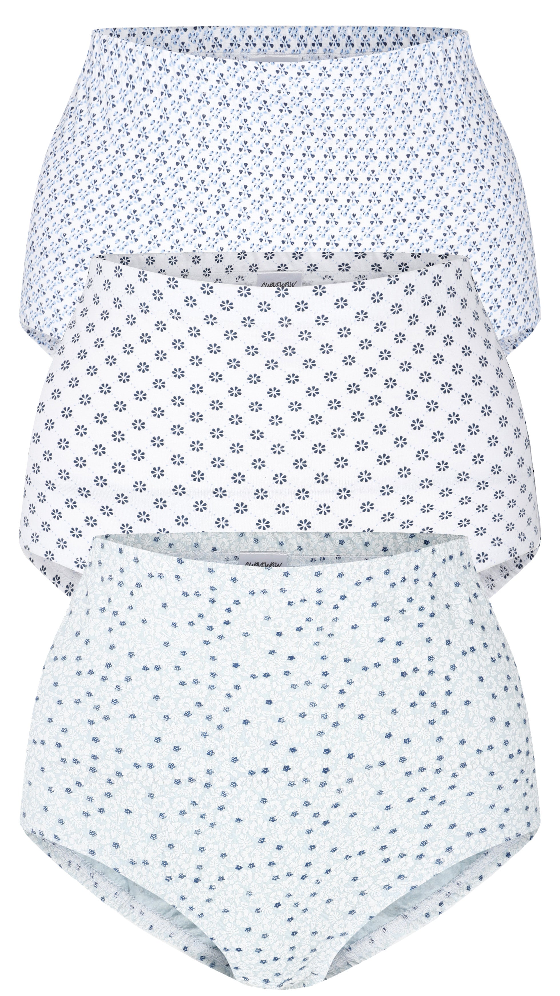 CurveWow 3 Pack Full Cotton Brief Blue/White